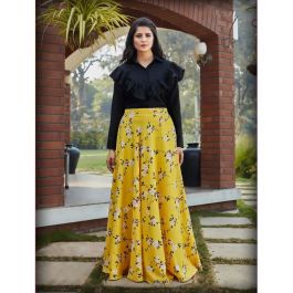 yellow long skirt with crop top Online Buy yellow Skirt