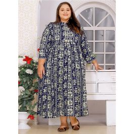 Buy a Blue Plus Size Anarkali Kurti Online at Rutbaa