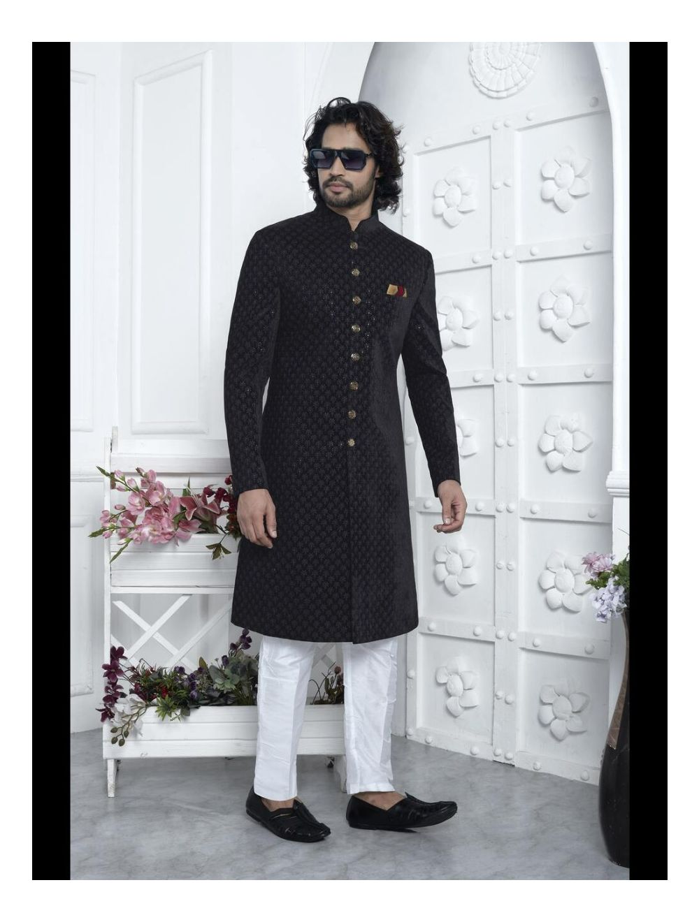 Indo western sherwani black hotsell
