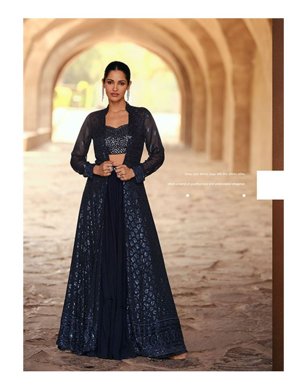 Blue Dhoti Style Dress In Silk With Fancy Work SF122Y – ShreeFashionWear