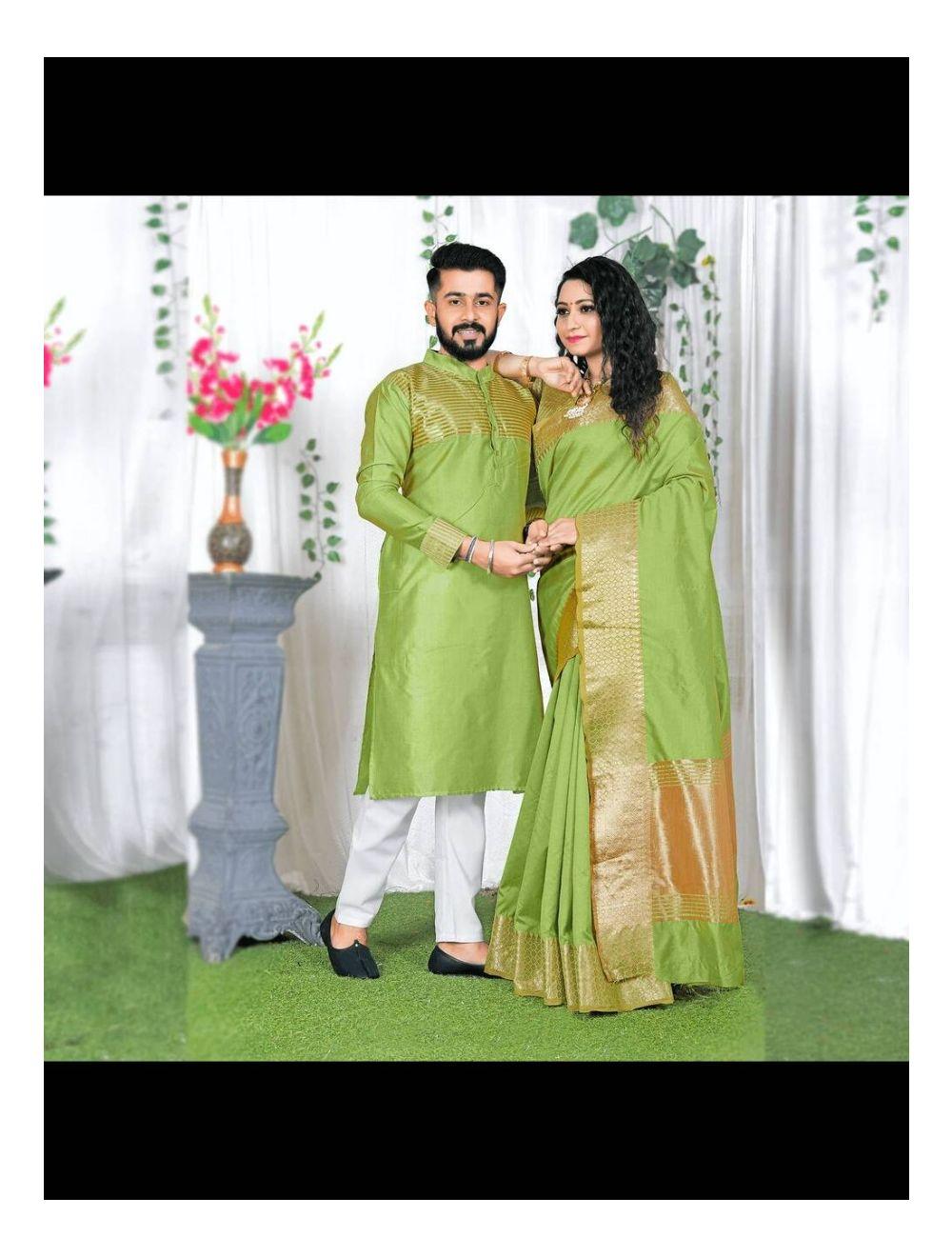 Green dress couple best sale