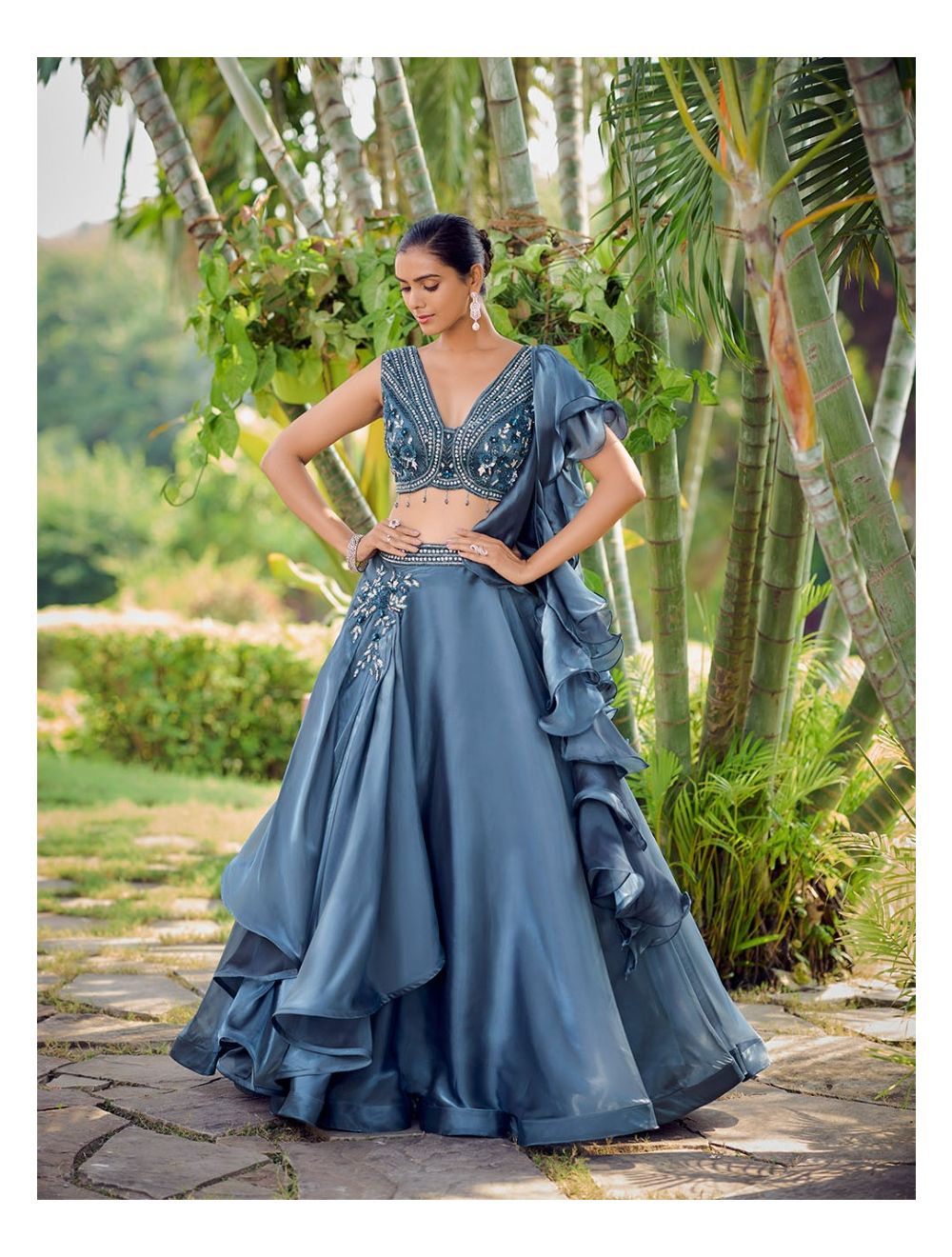 Buy Floral Ruffle Lehenga for Women Online from India's Luxury Designers  2024
