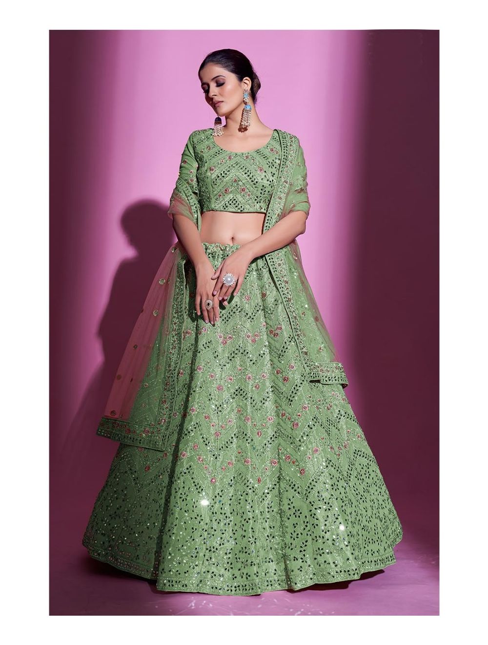Madhuri Dixit Nene's green Torani lehenga showcased stunning thread work |  VOGUE India