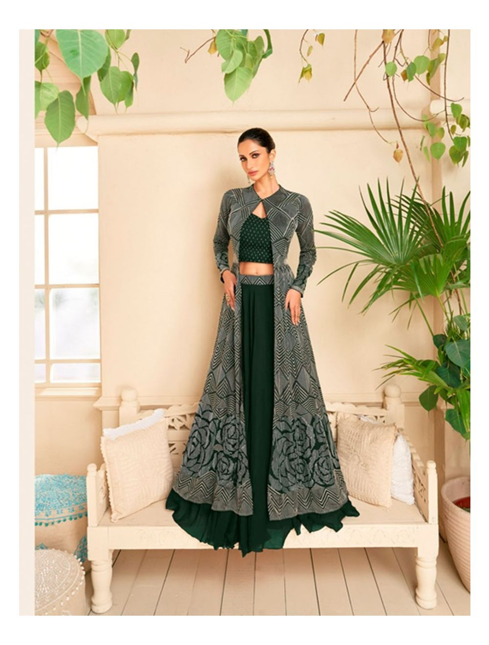 Buy Black Silk Jacket Style Lehenga With Zari Work Online - LLCV01640 |  Andaaz Fashion