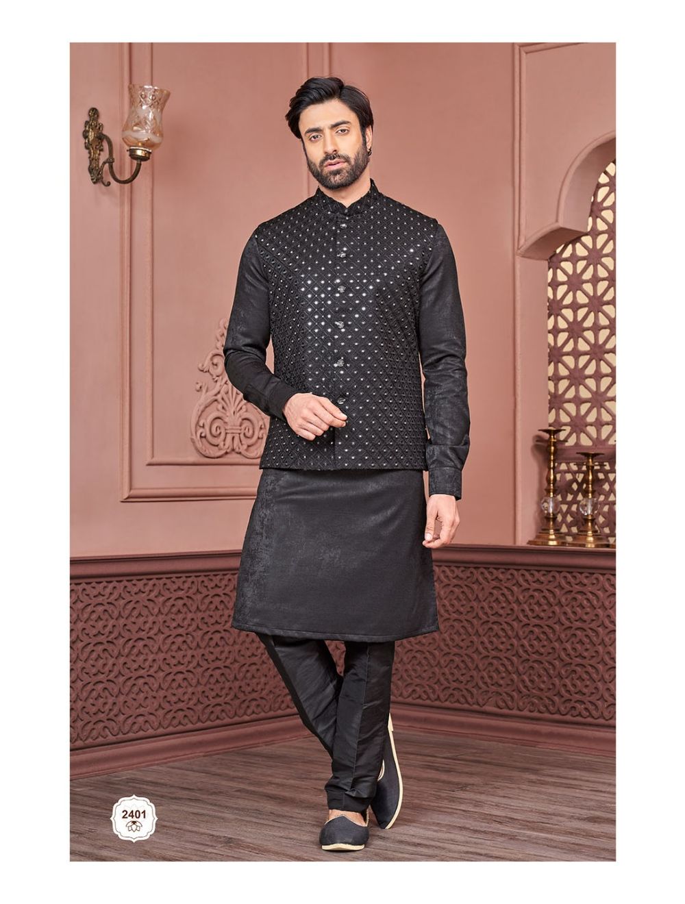 Buy Blue Georgette Embroidered Honeycomb Allure Jacket Kurta Set For Men by  Hilo Design Online at Aza Fashions.