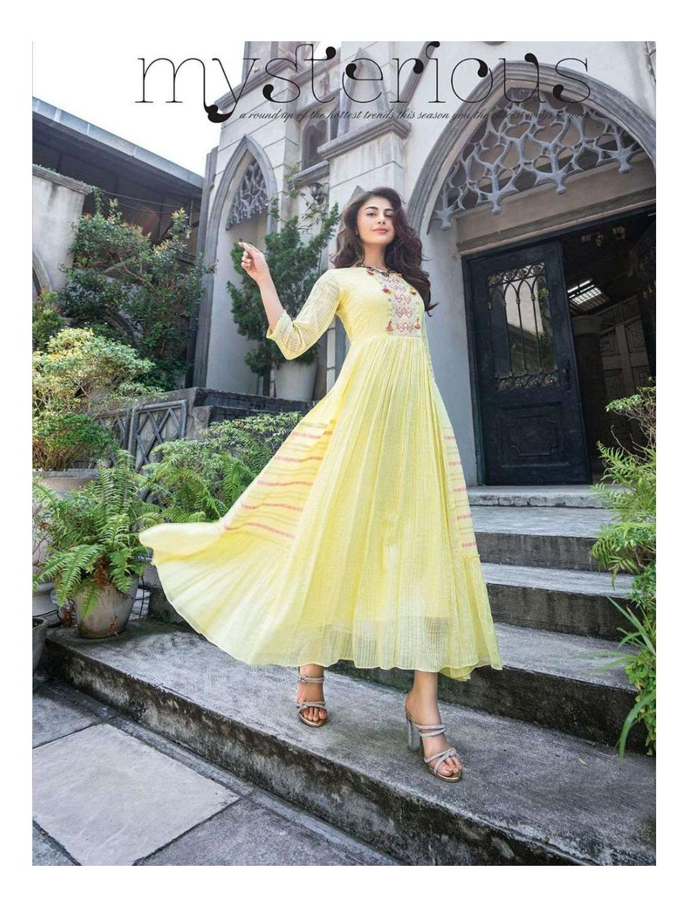 New Georgette High-Low Yellow Kurti (Yellow) | Kurti designs party wear,  Stylish dresses, Long kurti designs