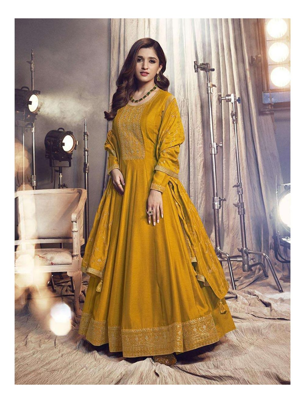 Shop Online Drashti Dhami/Madhubala Designer Maroon Color Art Silk  Partywear Anarkali Suit with Embroidery and Patch work. – Lady India