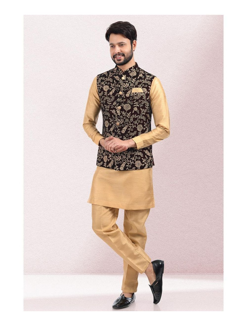 Embroidered Front Open Nehru Jacket with Short Kurta and Trousers COLOR:  Pista Green FABRIC: NJ-Chanderi Silk,… | Jackets, Wedding dresses men  indian, Nehru jackets