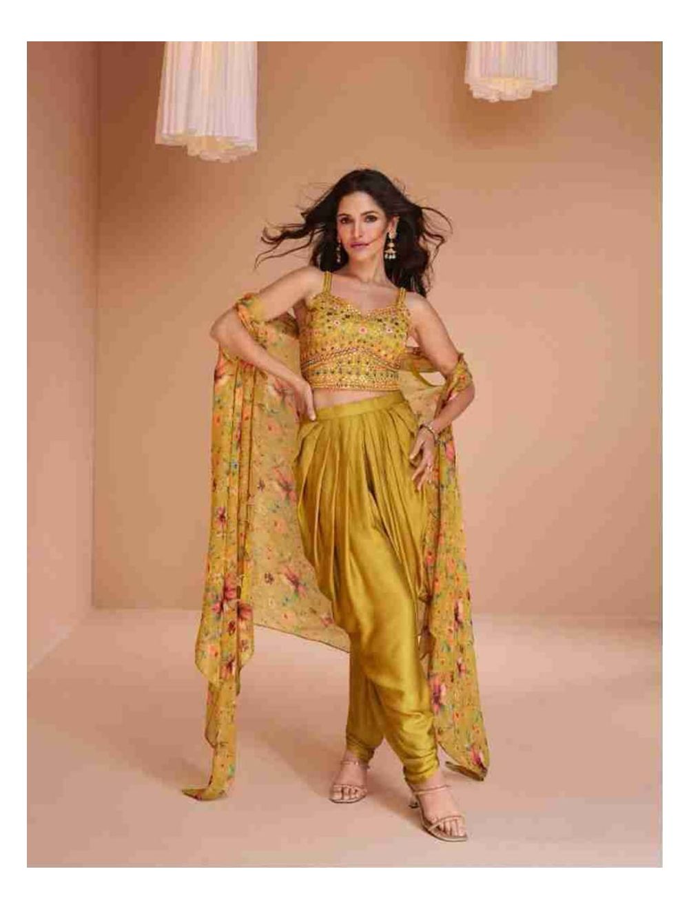 Light peach georgette paper mirror work plazzo salwar suit | Kids designer  dresses, Stylish dresses for girls, Fashion design clothes