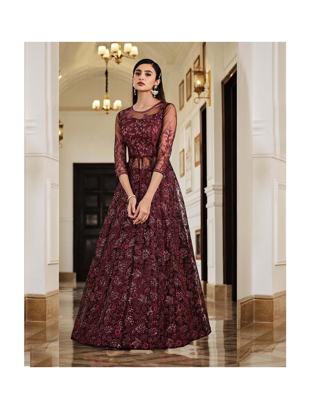 Maroon indo western dress shop