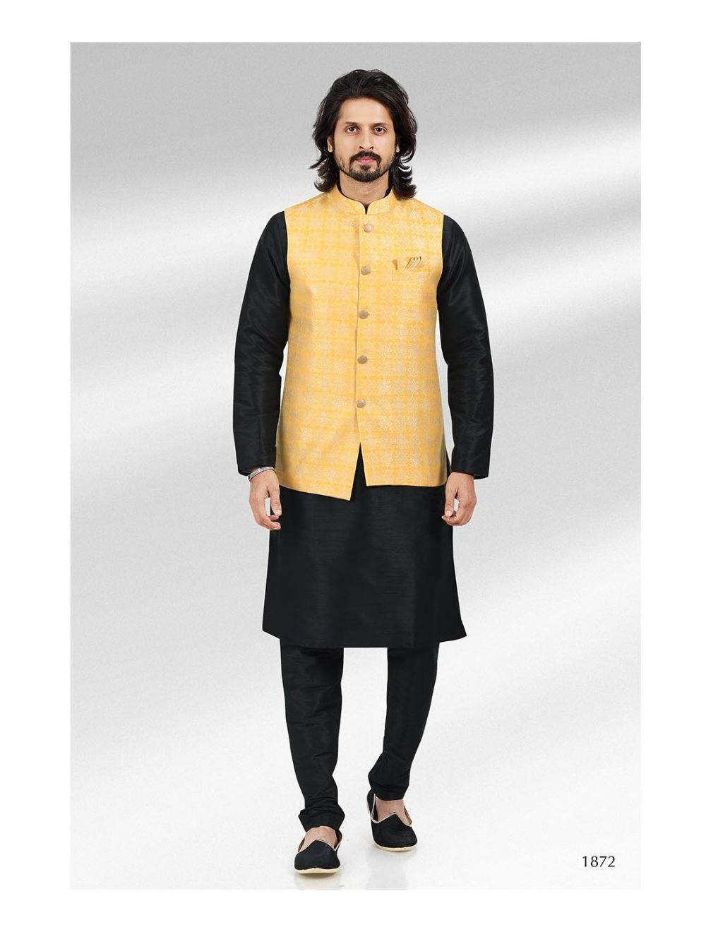 Men's Jacquard Yellow Silk Nehru Jacket - Even Apparels | Nehru jackets,  Wedding kurta for men, Men kurta online