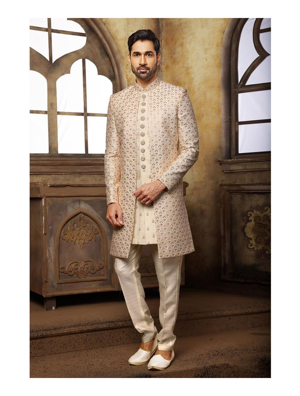 Grey Indo-western Jacket Kurta With Trouser | Wedding kurta for men,  Sherwani, Sherwani for men wedding