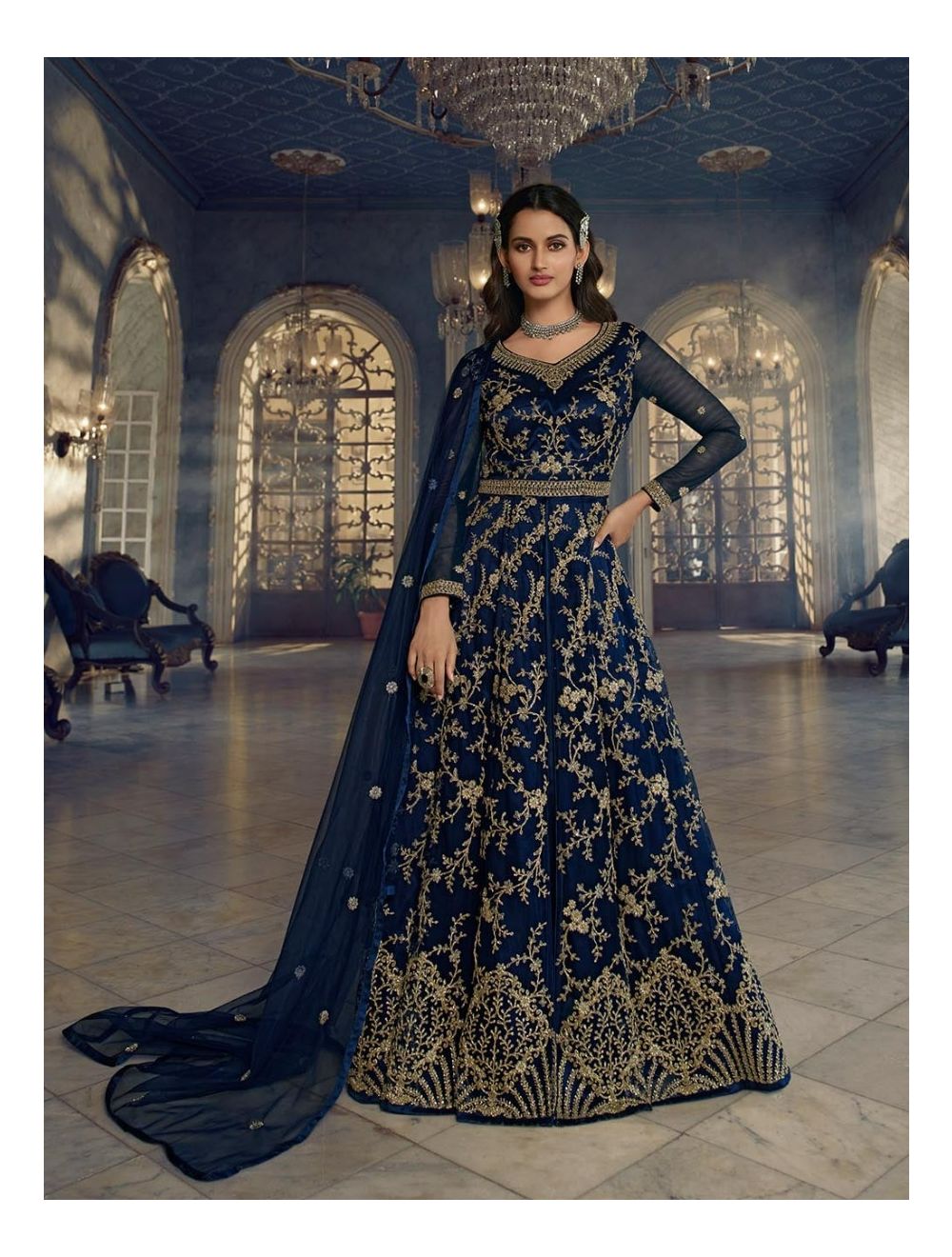 Indian ethnic gown with cape, Women's Fashion, Dresses & Sets, Traditional  & Ethnic wear on Carousell