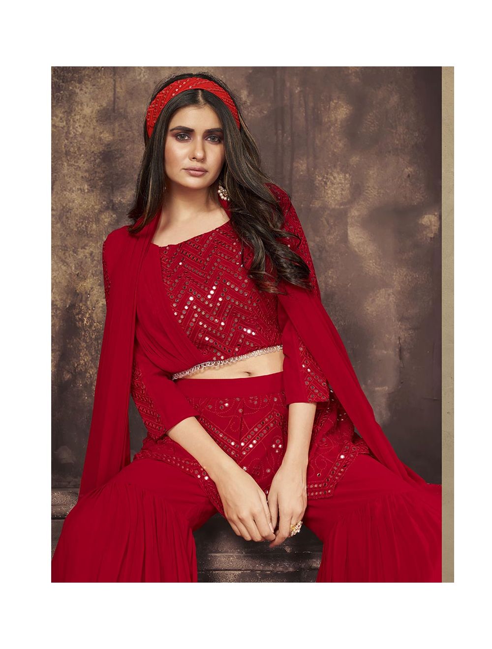 Indo Western Online Buy Red Indo Western Dress
