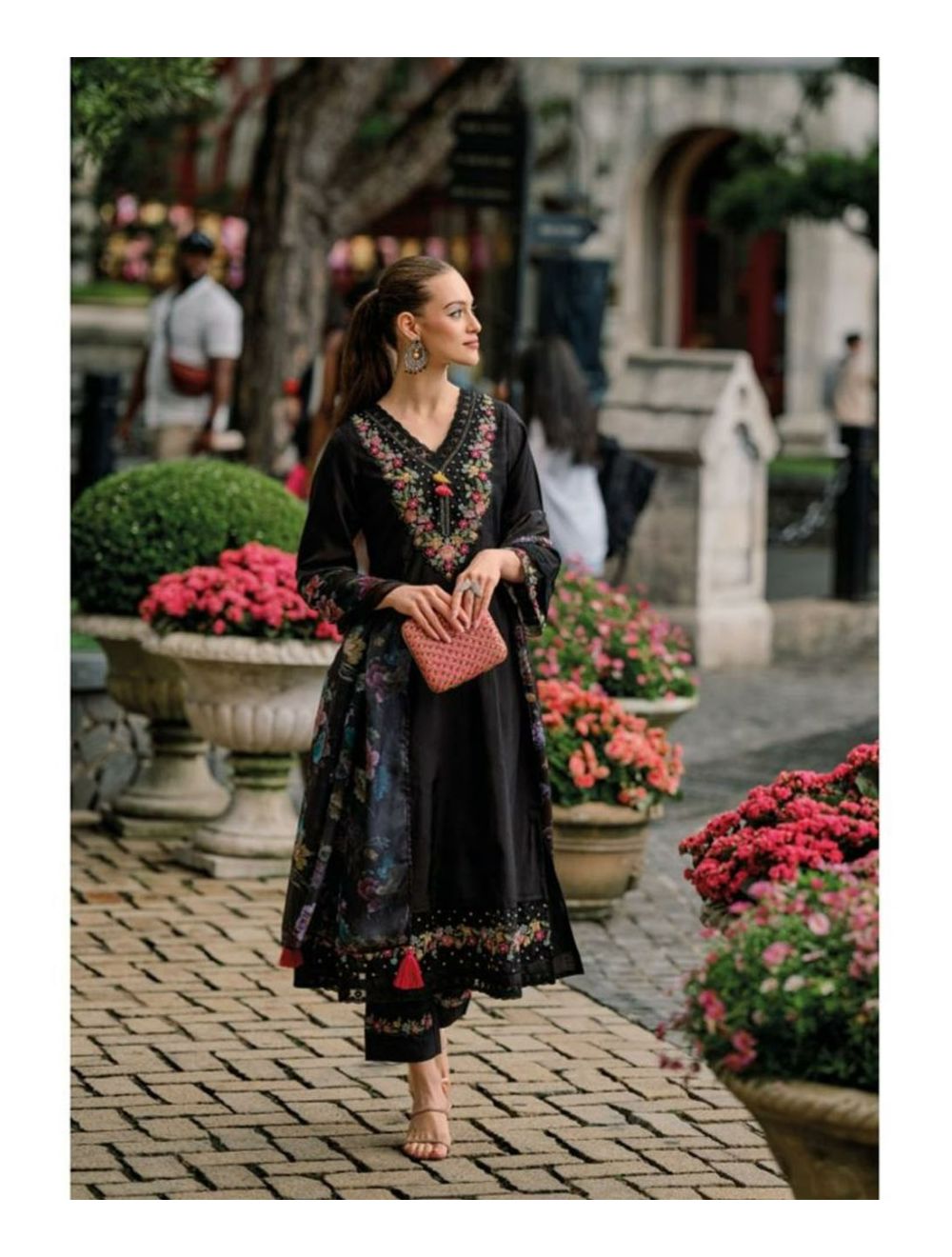 Black Pakistani A Line Style Suit