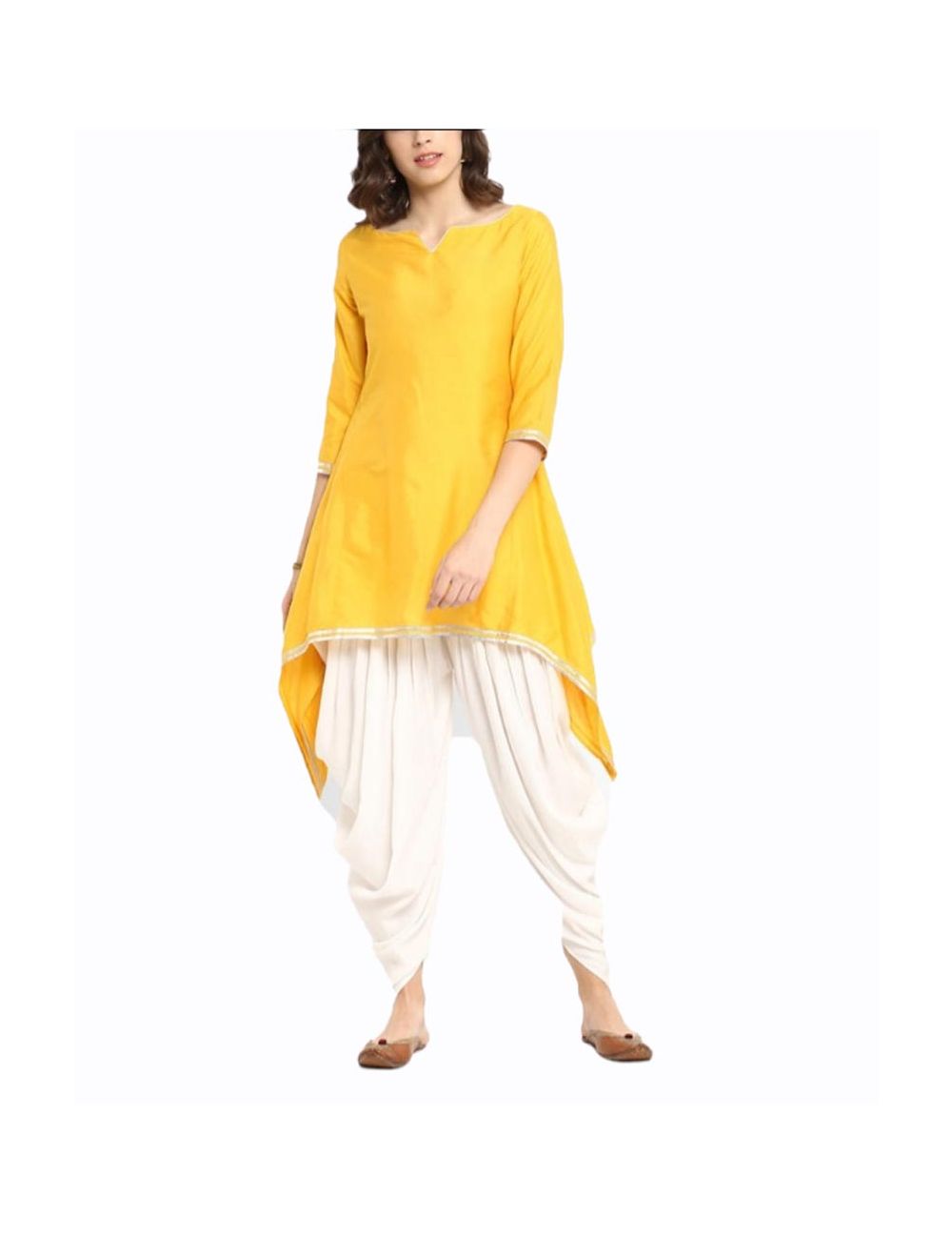 Kurti Set Online  Buy Yellow Unique Stylish Kurti with Dhoti Pants