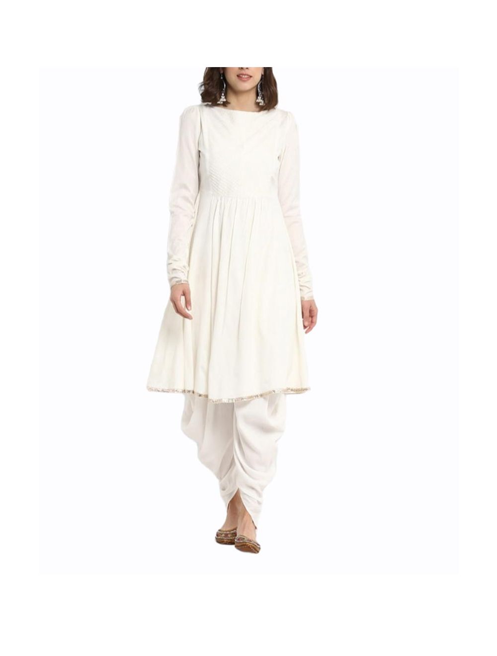Embroidered Kurta with Attached Jacket and Dhoti Pants - Limerickstore