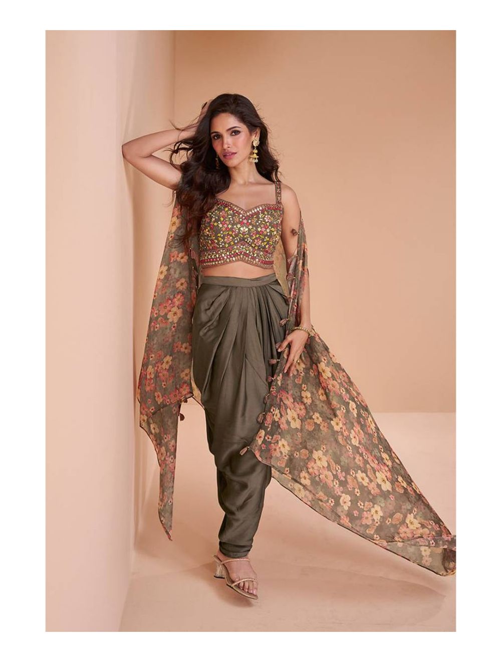 💕 Dhoti Style Lehenga Choli | Indian dresses, Embroidered crop tops,  Fashion
