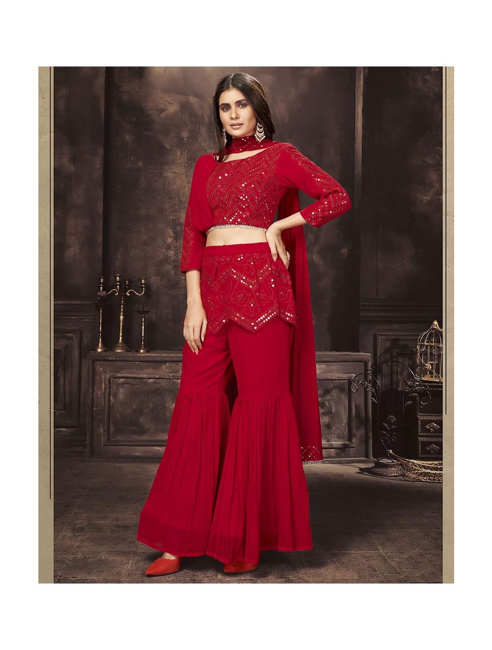 Indo Western Online | Buy Red Indo Western Dress