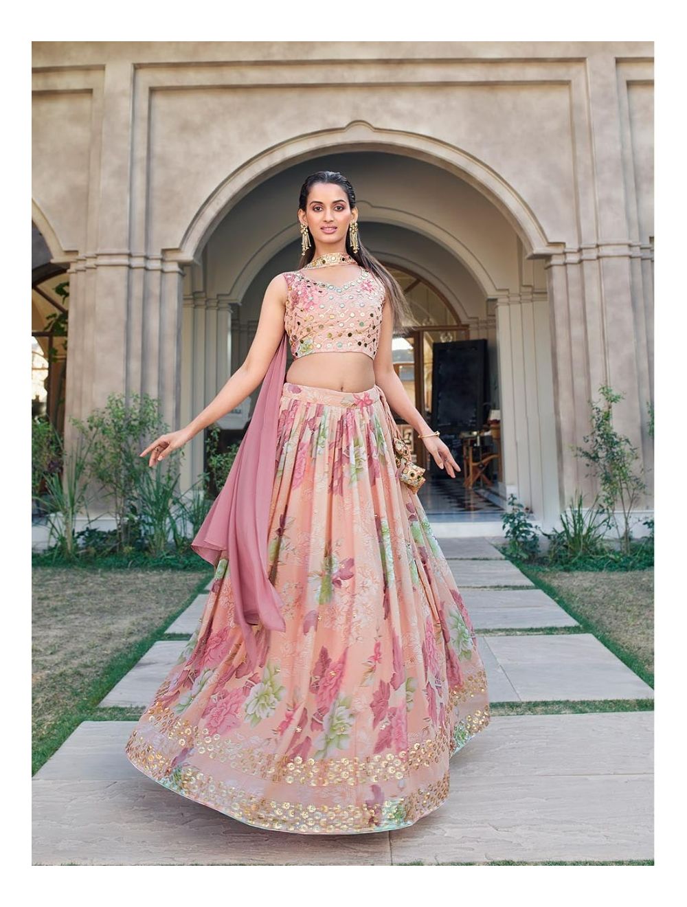 Adorned Bridal Silk Lehenga Choli In Cream Color LLCV115917