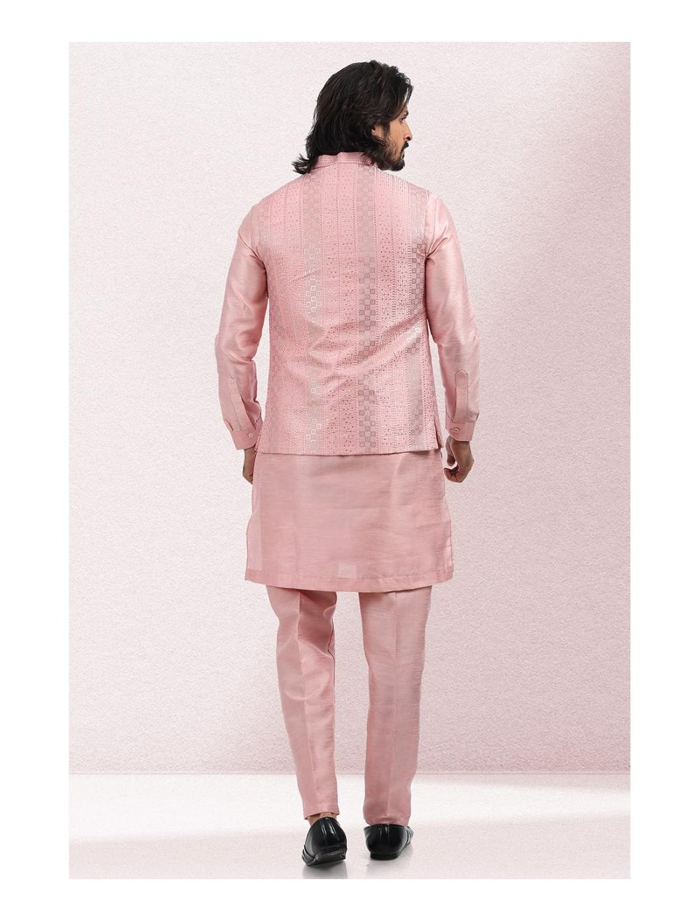 Kurta Pajama Online Buy Pink Kurta Pajama 3 Pcs Jacket Set