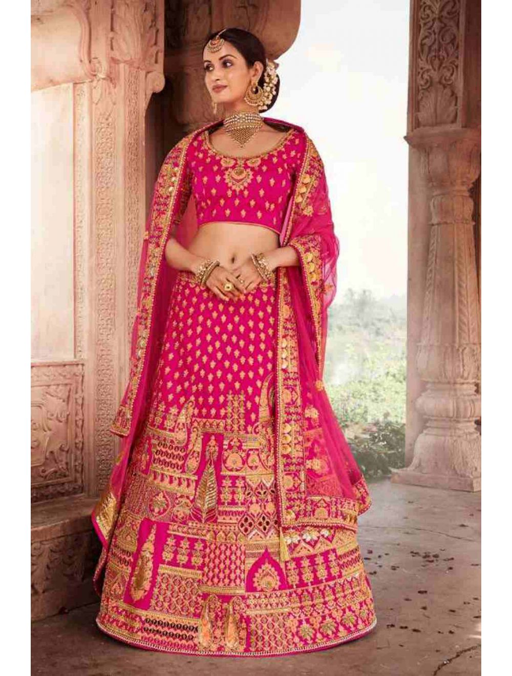 hot pink bridal lehenga