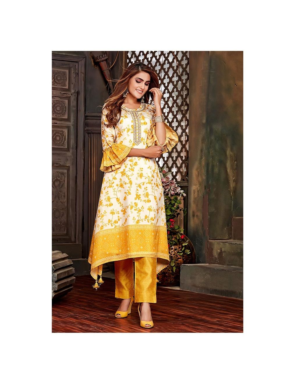 A Line Kurti Online  Buy Yellow A Line Kurti