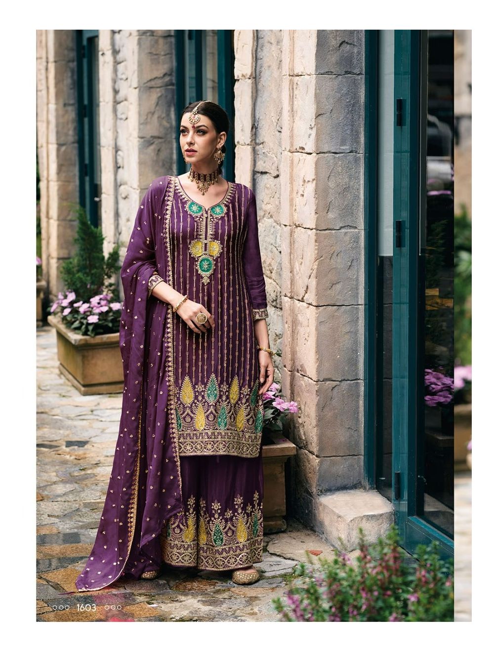 Purple Color Wedding Wear Designer Indo-Western Plazo Suit With Koti ::  ANOKHI FASHION