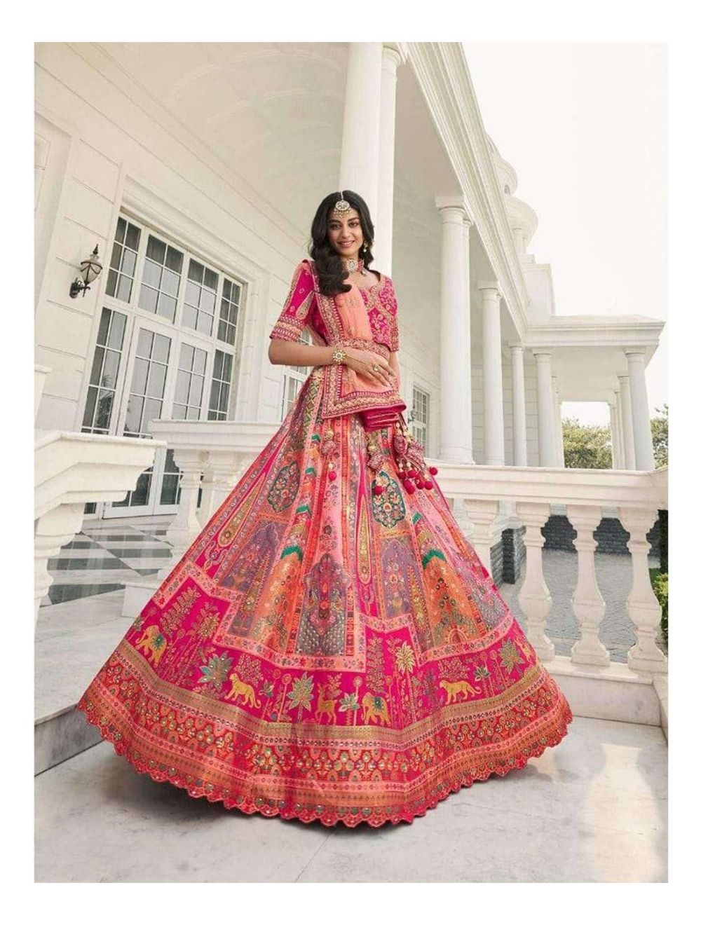 Indian designer grey and red lehenga choli for wedding outfits