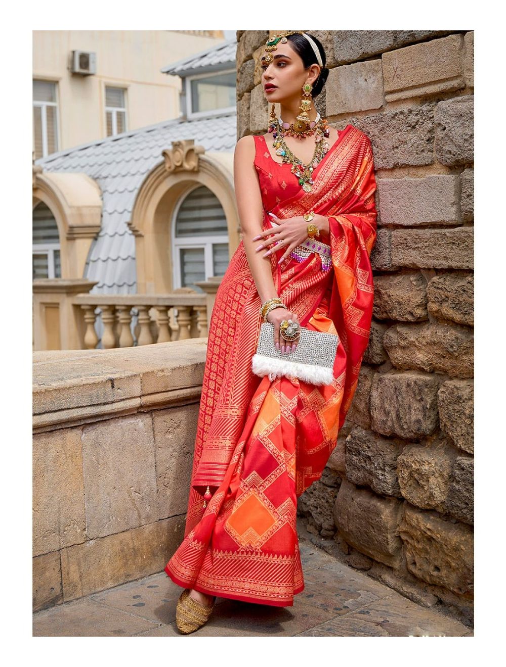 Shop Maroon and Silver Patola Silk Sari Online in USA |Embroidered Border –  Pure Elegance