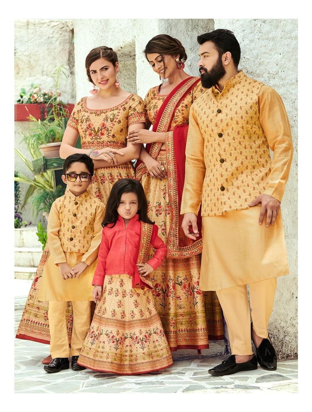 Mauve Anarkali Gown With Matching Kurta Pajama Jacket Family Set