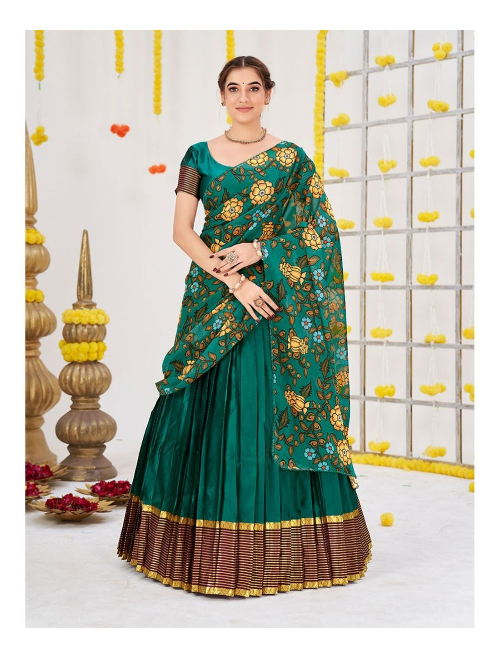 Wedding Wear Gota Work Designer Half Saree Lehenga, 6 m (with blouse piece)  at Rs 1449 in Surat