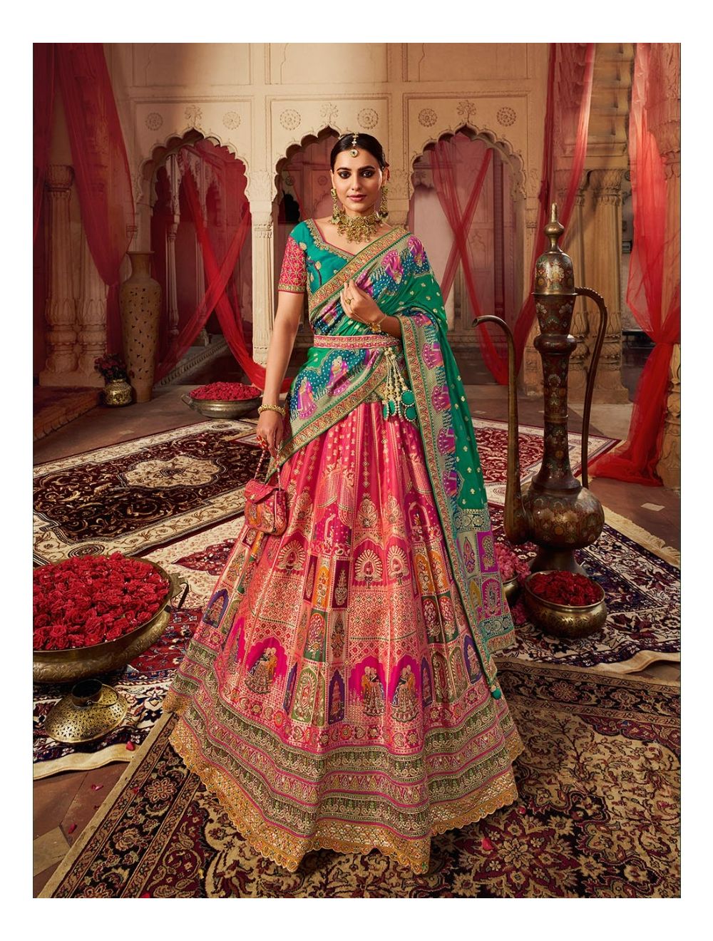 Designer Teal Green Color Bridal Lehenga Choli at Rs.3400/Pieces in surat  offer by Khushbu Fashion