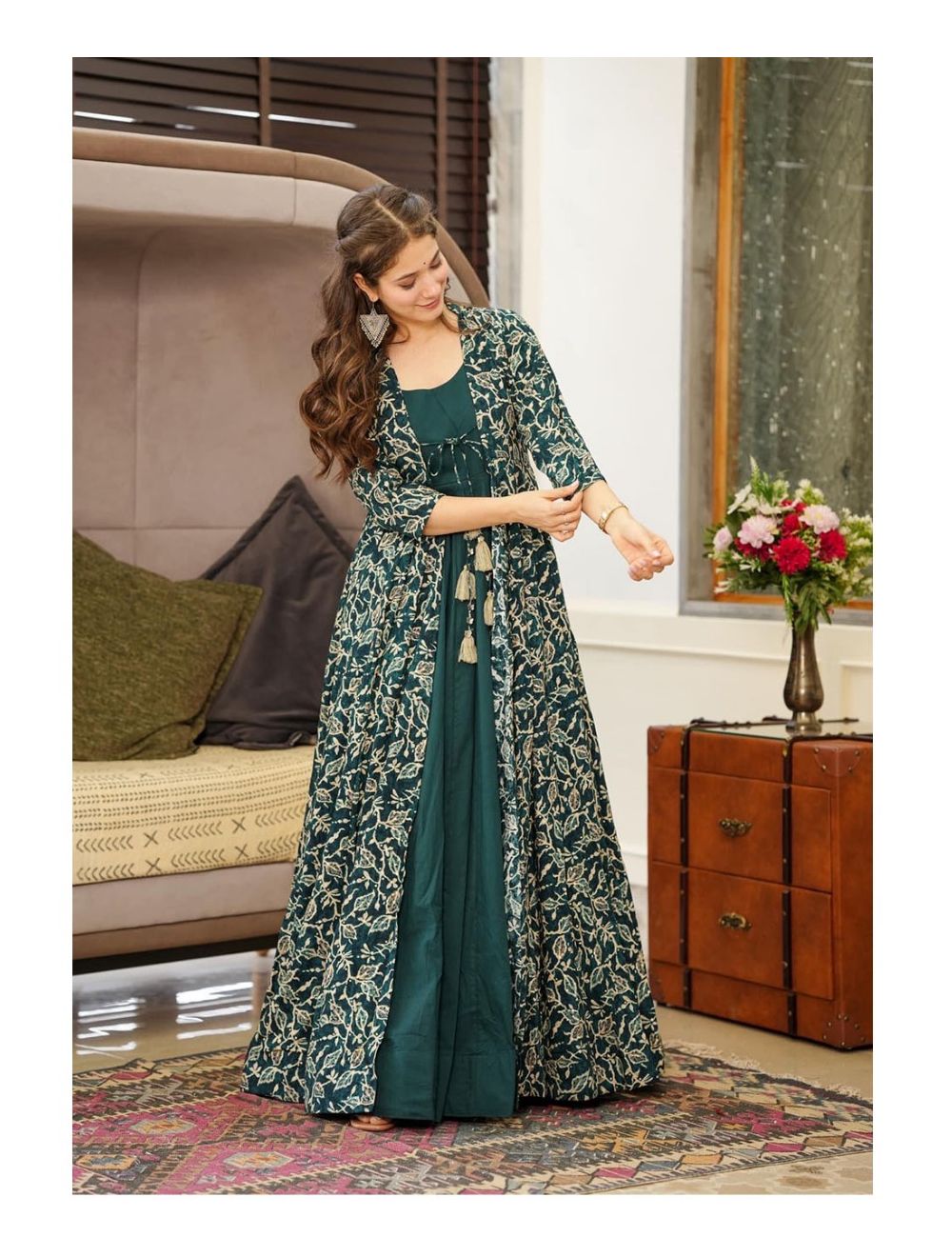 Dark Teal Gown With Shrug