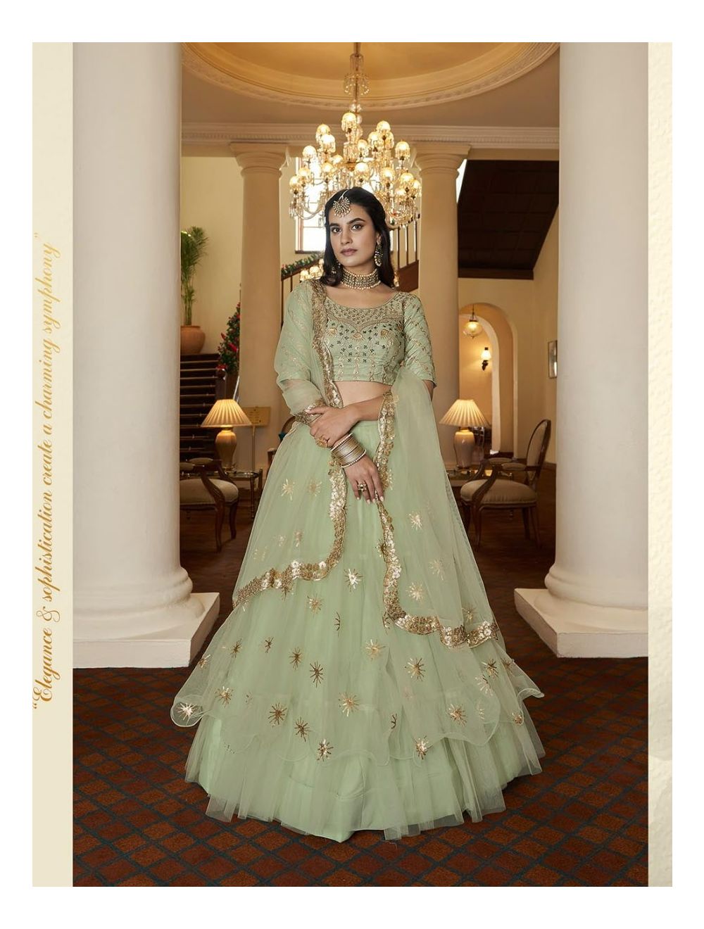 Buy a Mint Green Net Wedding Lehenga At Best Price on Rutbaa