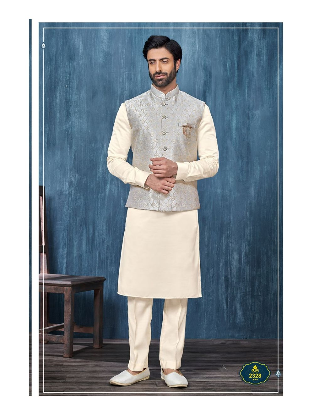 Light Grey Kurta Pajama Jacket Online at Best Price Rutbaa