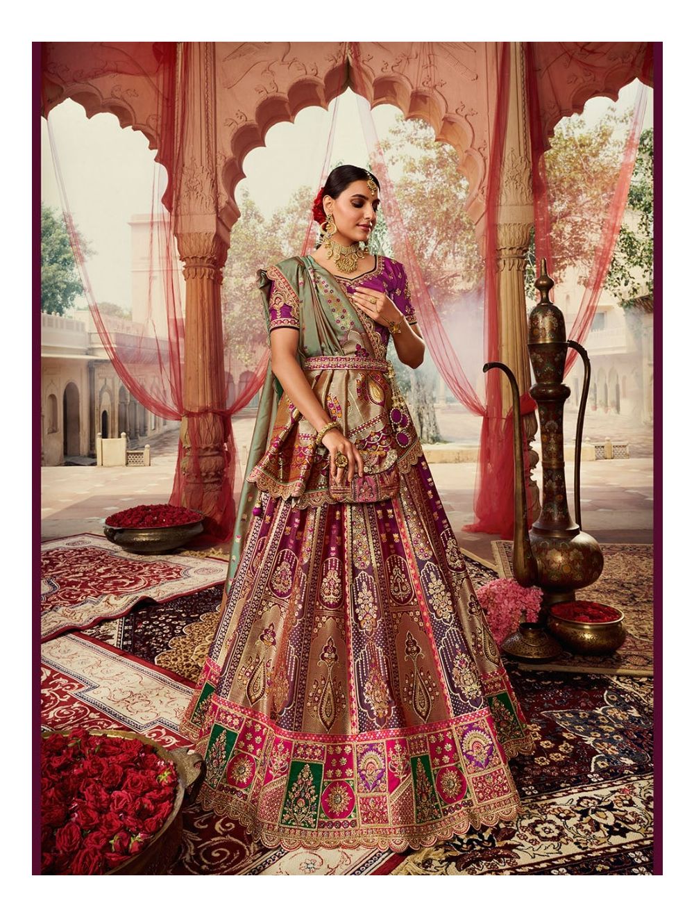 Magenta Pink Colour Zardozi Wedding Lehenga | Embroidered skirt, Lehenga,  Blouse and skirt