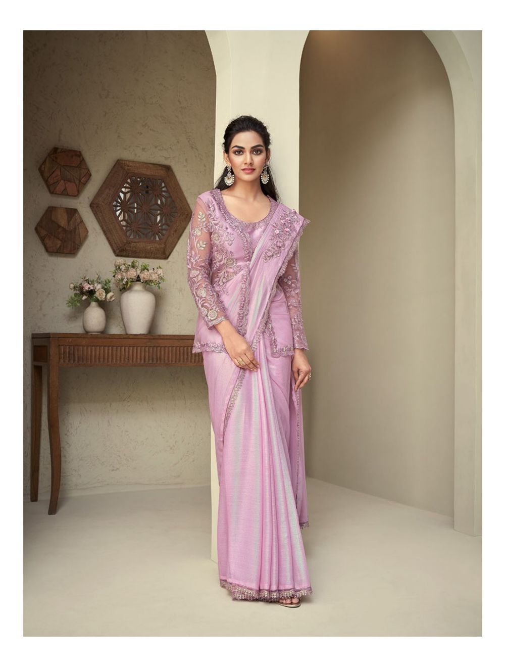Shop the Hottest Modern Saree with Long Jacket Online Now