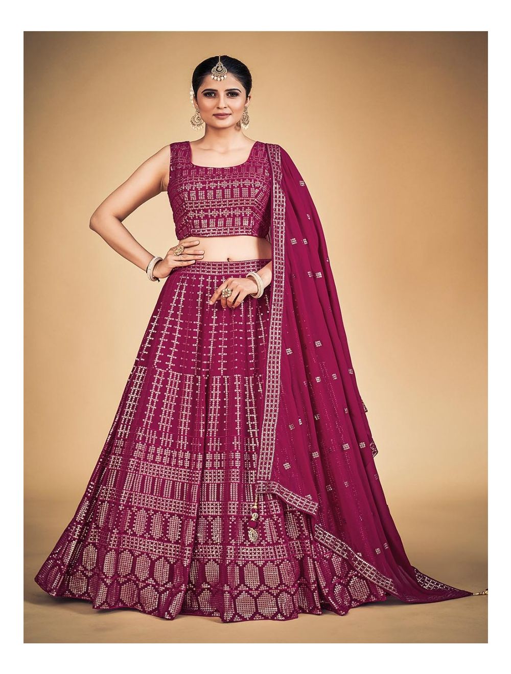 Buy Maroon Georgette Embroidered Embellished Lehenga Set For Women by Angad  Singh Online at Aza Fashions.