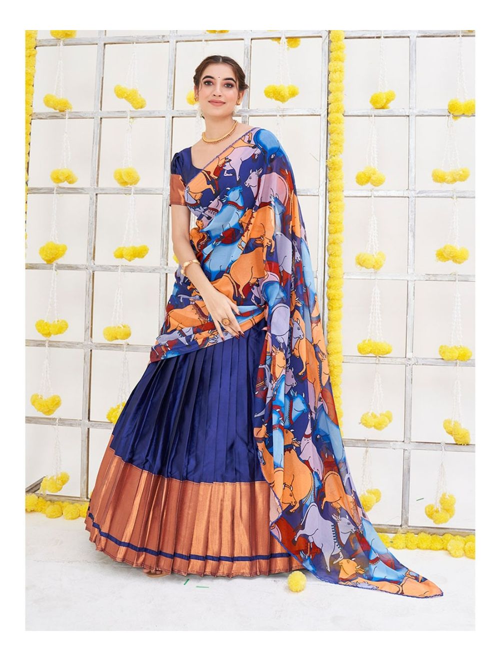 Pattu Half Saree | Langa Dhavani designs for girls