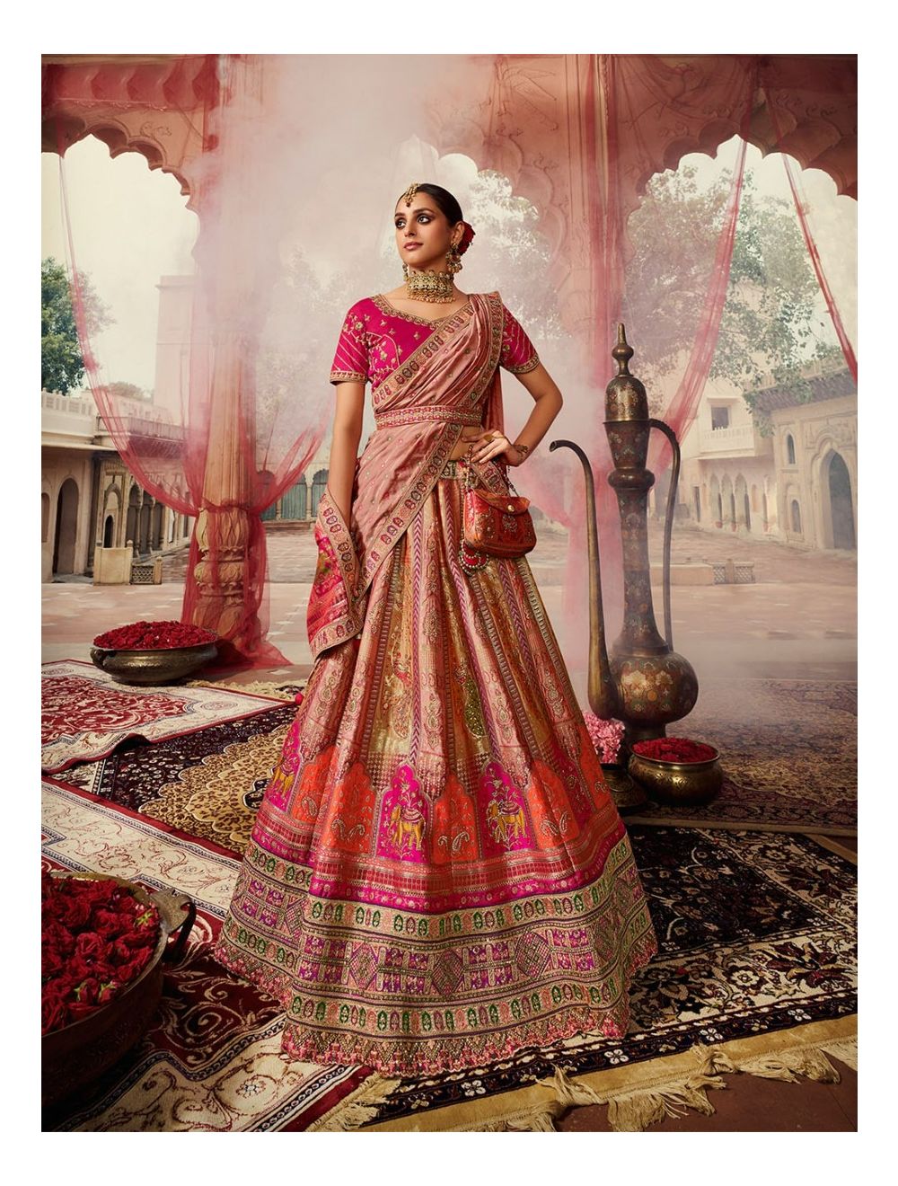 Buy Fantastic Hot Pink Sequins Georgette Wedding Wear Lehenga Choli - Zeel  Clothing