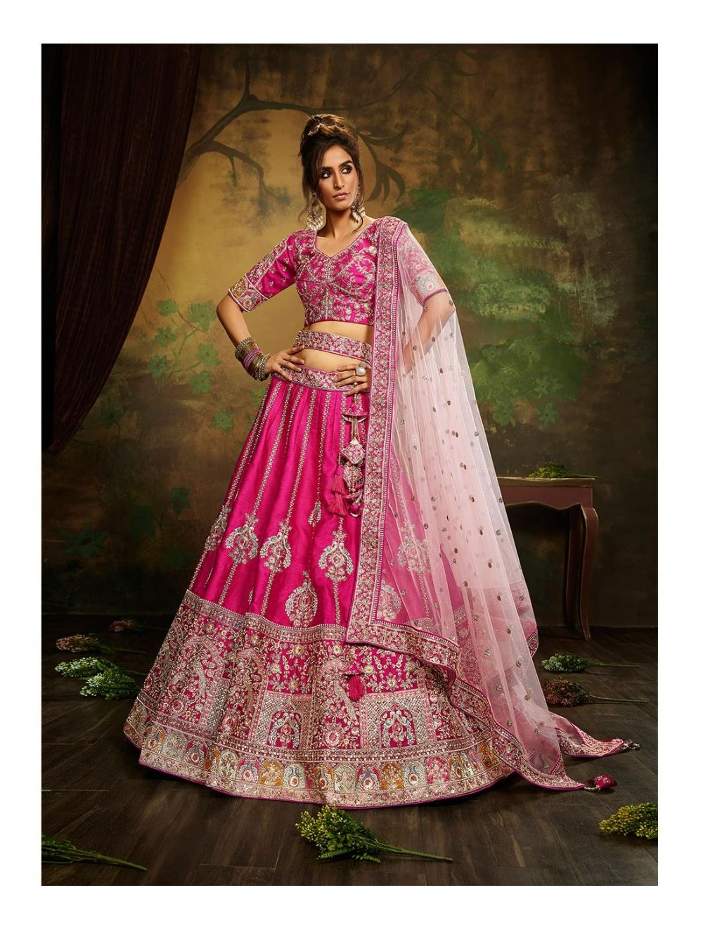 Buy Blue Lehenga And Blouse: Crepe Embroidery Floral V Day Cran Bridal Set  For Women by Ankur J Online at Aza Fashions.