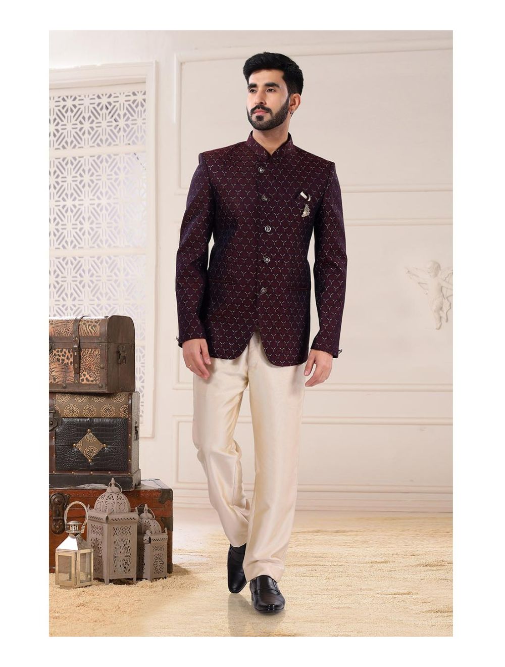 Maroon Prince Coat Jodhpuri Suit Indian Jacket Style Bandhgala Coat Pant  Marriage Weddings Functions Sangeet Mehendi Imported Fabric Blazer - Etsy