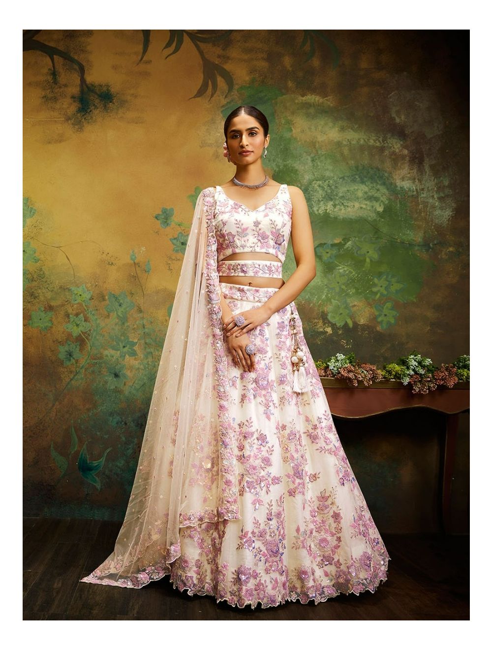 Influence Pink Indian Wedding Reception Lehenga Choli Set In Net SFPAR –  ShreeFashionWear