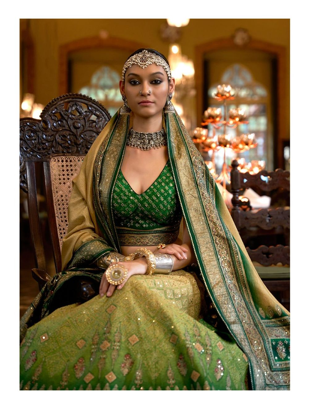 Buy a Green Raja Rani Silk Bridal Lehenga On Rutbaa