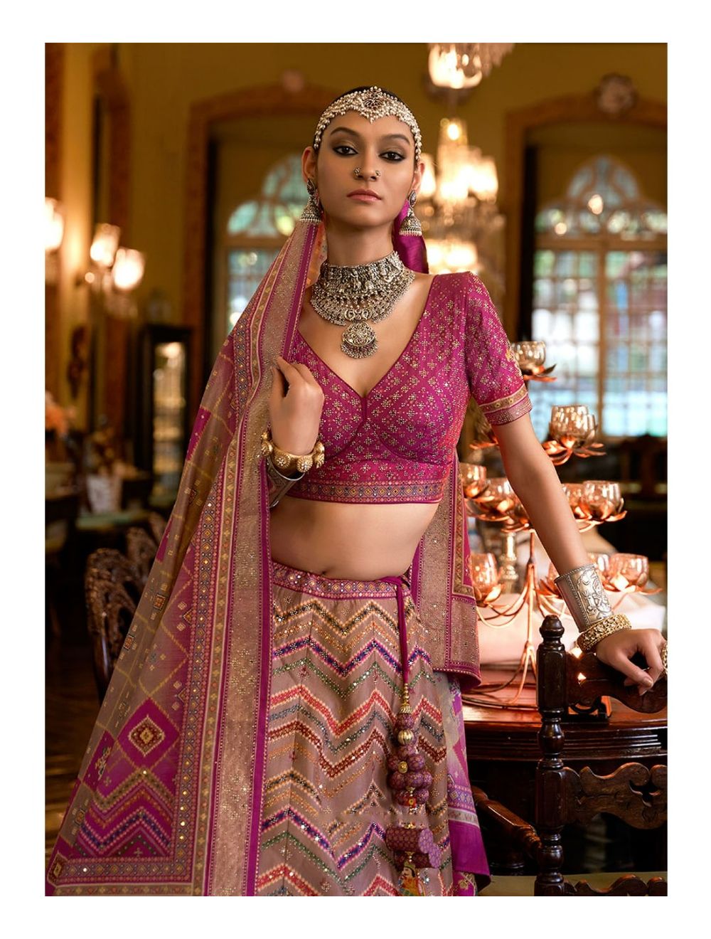 Red and purple bridal lehenga cheap