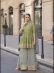 Green Short Frock Fancy Suit with Sharara