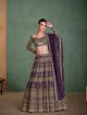 Purple Georgette Heavy Embroidered Lehenga