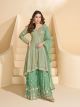Pista Green Sequined Sharara Dress