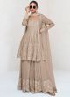 Beige Georgette Sharara Suit